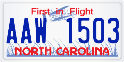 NC license plate AAW1503