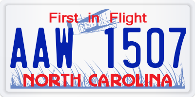 NC license plate AAW1507