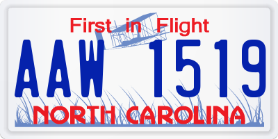 NC license plate AAW1519