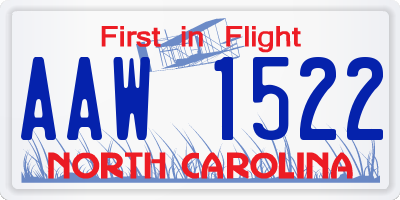 NC license plate AAW1522