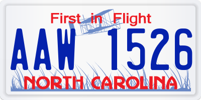 NC license plate AAW1526