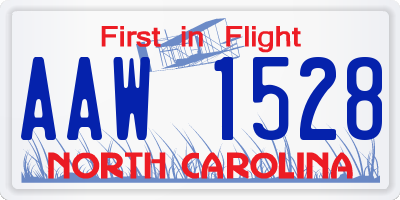 NC license plate AAW1528