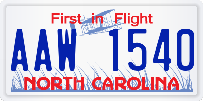 NC license plate AAW1540