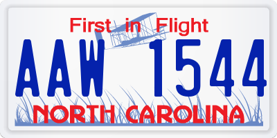 NC license plate AAW1544