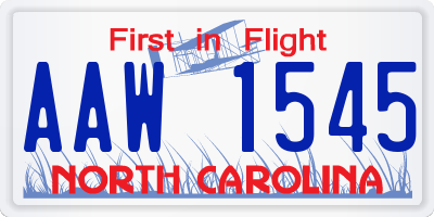 NC license plate AAW1545