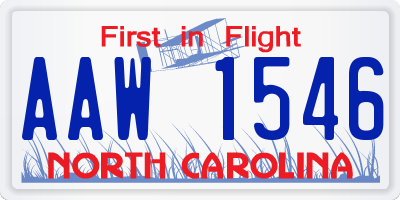 NC license plate AAW1546