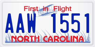 NC license plate AAW1551