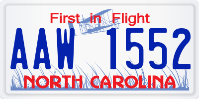NC license plate AAW1552