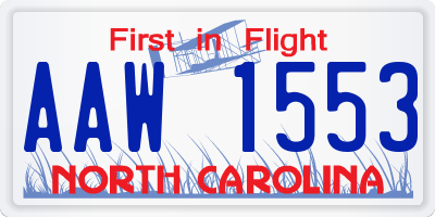 NC license plate AAW1553