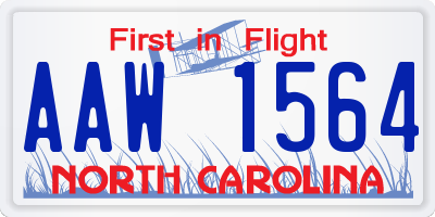 NC license plate AAW1564