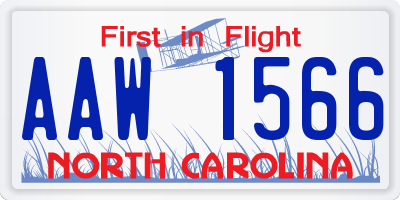 NC license plate AAW1566