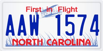 NC license plate AAW1574