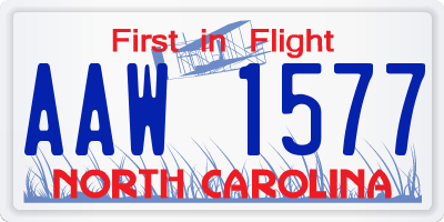 NC license plate AAW1577