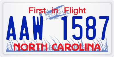 NC license plate AAW1587