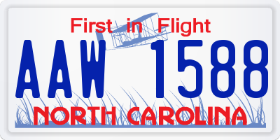 NC license plate AAW1588