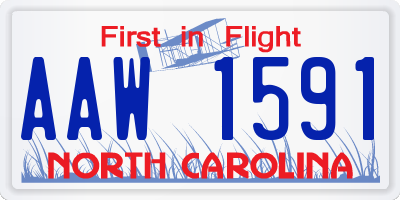 NC license plate AAW1591