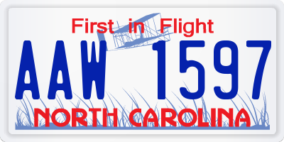 NC license plate AAW1597