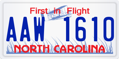 NC license plate AAW1610