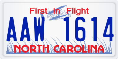 NC license plate AAW1614