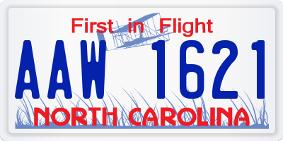 NC license plate AAW1621