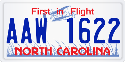 NC license plate AAW1622