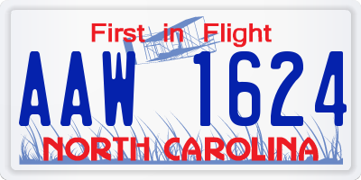 NC license plate AAW1624