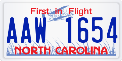 NC license plate AAW1654