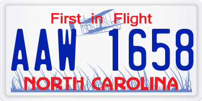 NC license plate AAW1658