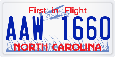 NC license plate AAW1660
