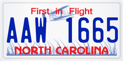 NC license plate AAW1665