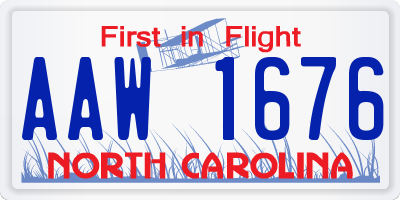 NC license plate AAW1676