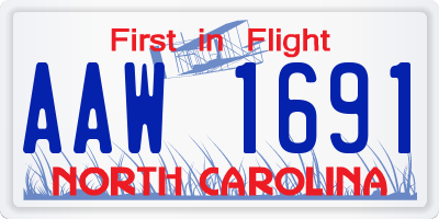 NC license plate AAW1691