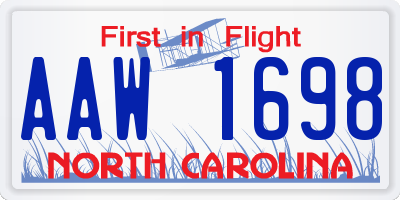 NC license plate AAW1698