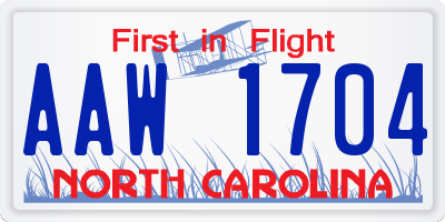 NC license plate AAW1704