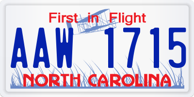 NC license plate AAW1715