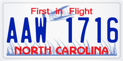 NC license plate AAW1716