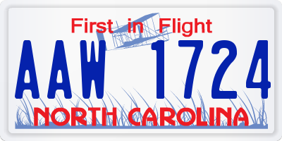NC license plate AAW1724
