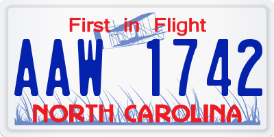 NC license plate AAW1742