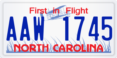 NC license plate AAW1745