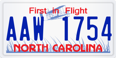 NC license plate AAW1754