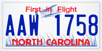 NC license plate AAW1758
