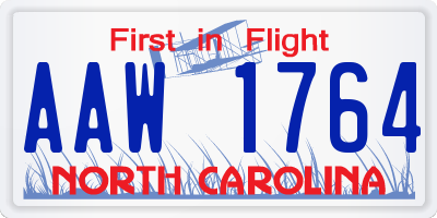 NC license plate AAW1764