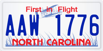 NC license plate AAW1776