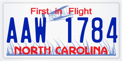 NC license plate AAW1784