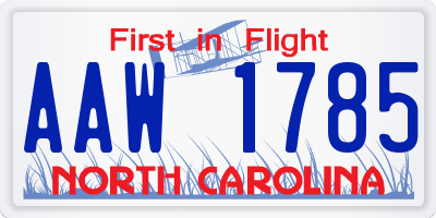 NC license plate AAW1785