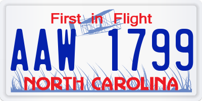 NC license plate AAW1799