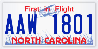 NC license plate AAW1801
