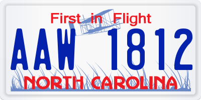 NC license plate AAW1812
