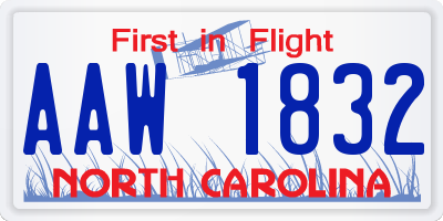 NC license plate AAW1832