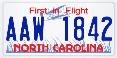 NC license plate AAW1842